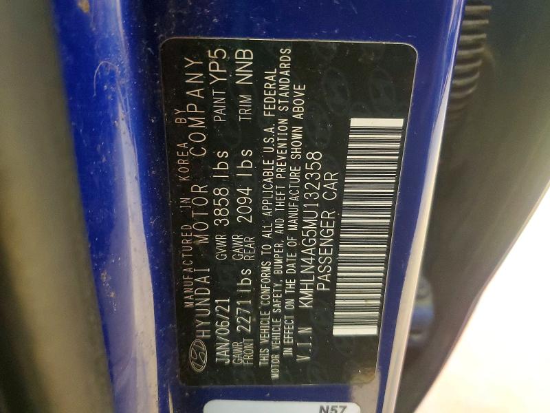 Продажа на аукционе авто 2021 Hyundai Elantra, vin: KMHLN4AG5MU132358, номер лота: 73239495