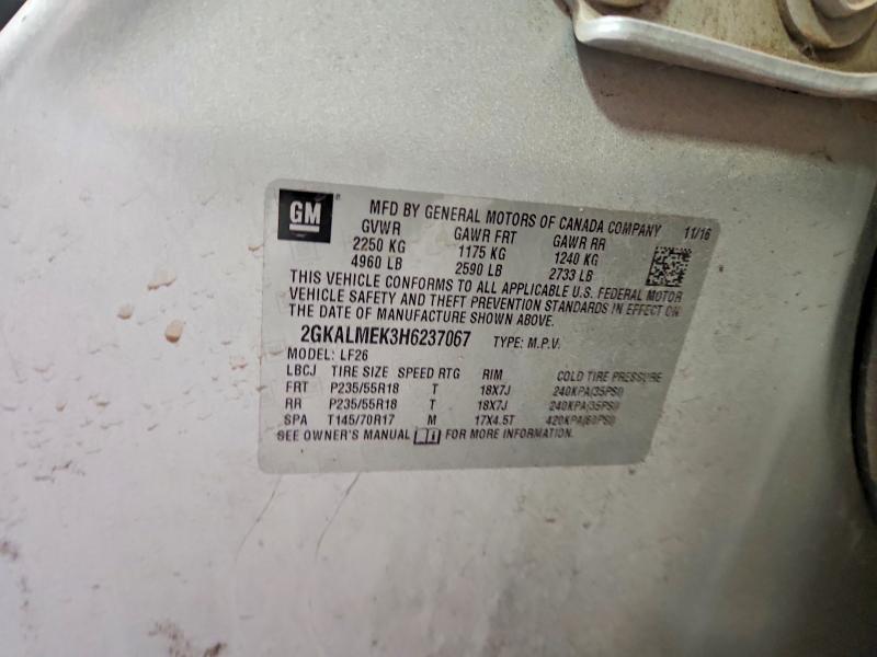 2017 Gmc Terrain მანქანა იყიდება აუქციონზე, vin: 2GKALMEK3H6237067, აუქციონის ნომერი: 74676225