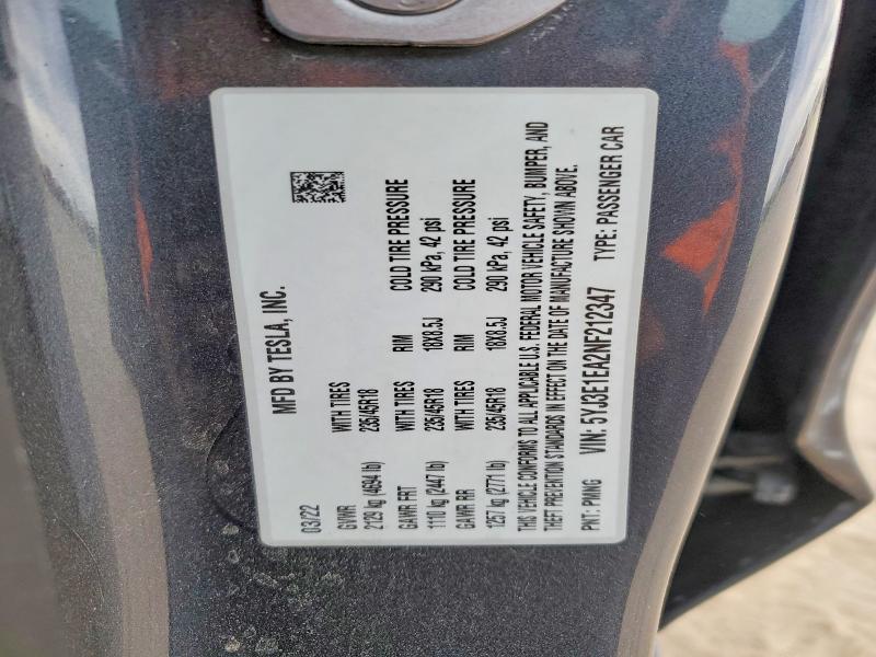 Aukcja sprzedaży 2022 Tesla Model 3, vin: 5YJ3E1EA2NF212347, numer aukcji: 72682545