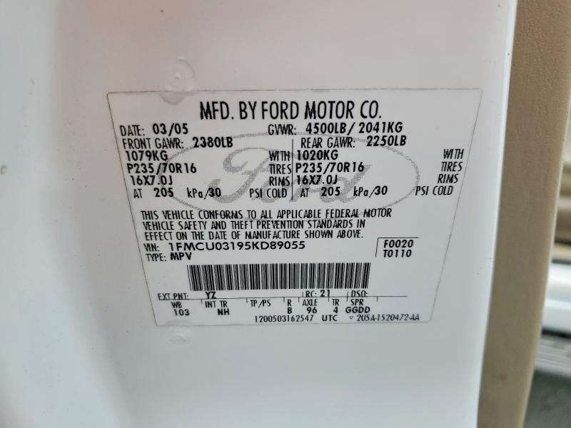 2005 Ford Escape მანქანა იყიდება აუქციონზე, vin: 1FMCU03195KD89055, აუქციონის ნომერი: 73490525