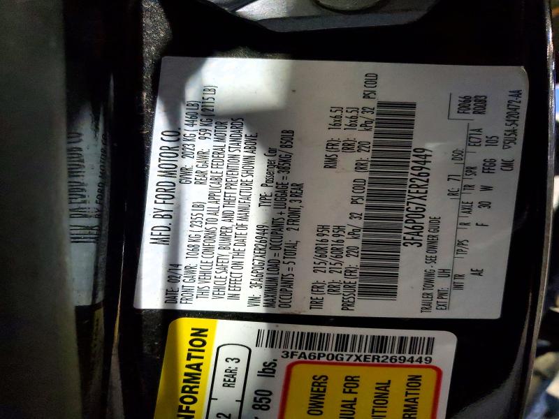 72631715 :رقم المزاد ، 3FA6P0G7XER269449 vin ، 2014 Ford Fusion Ene مزاد بيع