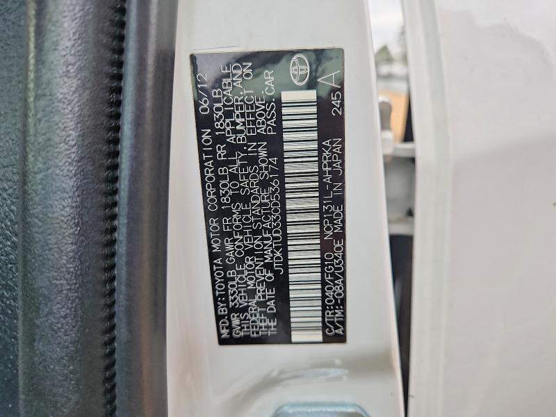 Продажа на аукционе авто 2012 Toyota Yaris, vin: JTDKTUD33CD536174, номер лота: 74289145