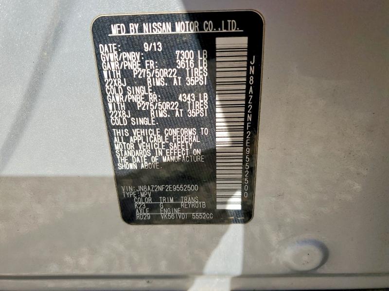 Aukcja sprzedaży 2014 Infiniti Qx80, vin: JN8AZ2NF2E9552500, numer aukcji: 74923885