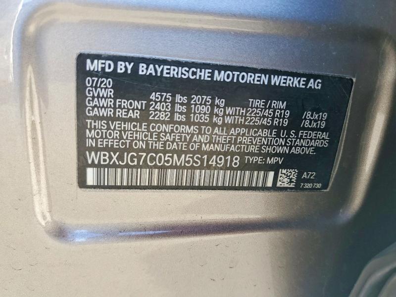 Aukcja sprzedaży 2021 Bmw X1, vin: WBXJG7C05M5S14918, numer aukcji: 72598415