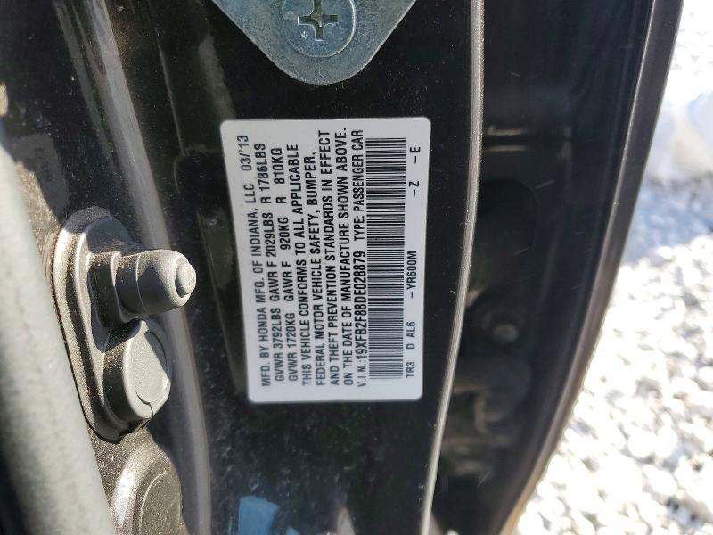 Продаж на аукціоні авто 2013 Honda Civic, vin: 19XFB2F88DE028879, номер лоту: 72638315