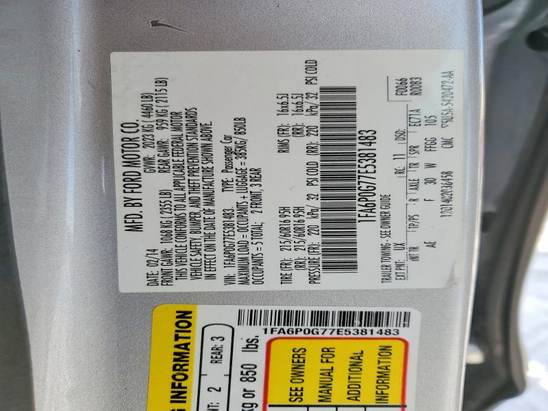 Aukcja sprzedaży 2014 Ford Fusion, vin: 1FA6P0G77E5381483, numer aukcji: 73397735
