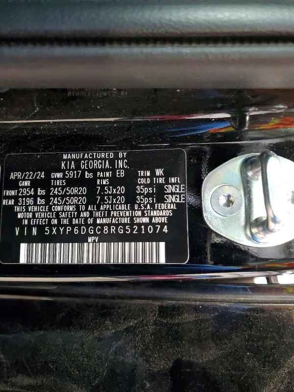 73889085 :رقم المزاد ، 5XYP6DGC8RG521074 vin ، 2024 Kia Telluride مزاد بيع