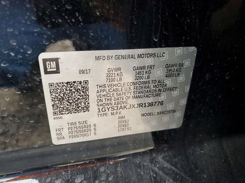 Продаж на аукціоні авто 2018 Cadillac Escalade, vin: 1GYS3AKJXJR138776, номер лоту: 74192315
