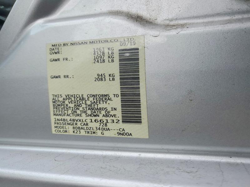 Aukcja sprzedaży 2020 Nissan Altima, vin: 1N4BL4BVXLC166132, numer aukcji: 99624085