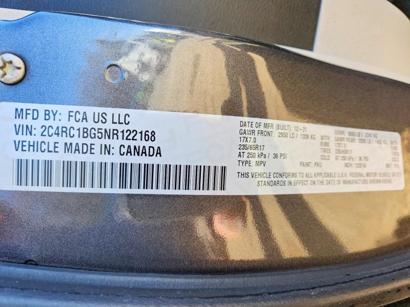 73438495 :رقم المزاد ، 2C4RC1BG5NR122168 vin ، 2022 Chrysler Pacifica مزاد بيع