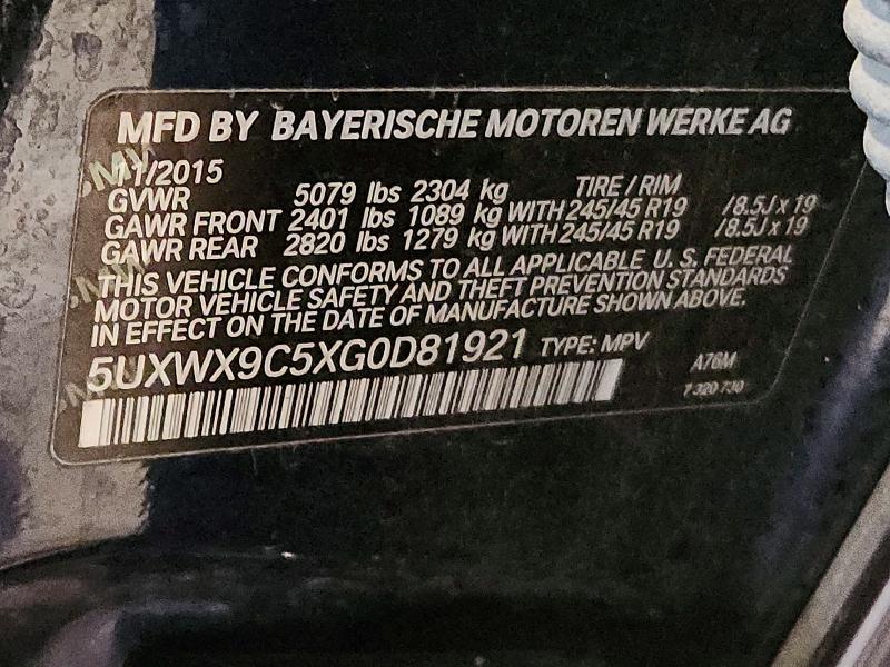 2016 Bmw X3 მანქანა იყიდება აუქციონზე, vin: 5UXWX9C5XG0D81921, აუქციონის ნომერი: 72238825