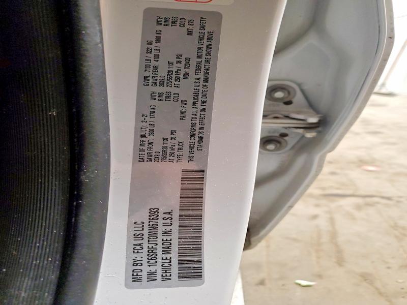 2021 Ram 1500 მანქანა იყიდება აუქციონზე, vin: 1C6SRFJT0MN676393, აუქციონის ნომერი: 74962005