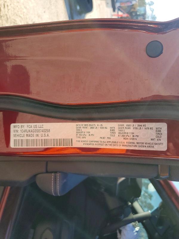 Продажа на аукционе авто 2025 Jeep Grand Cherokee, vin: 1C4RJKAG0S8740258, номер лота: 72938585