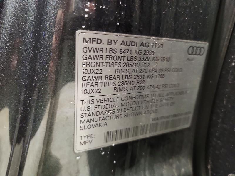Aukcja sprzedaży 2021 Audi Q8 Prestig, vin: WA1FVAF16MD016939, numer aukcji: 74749005