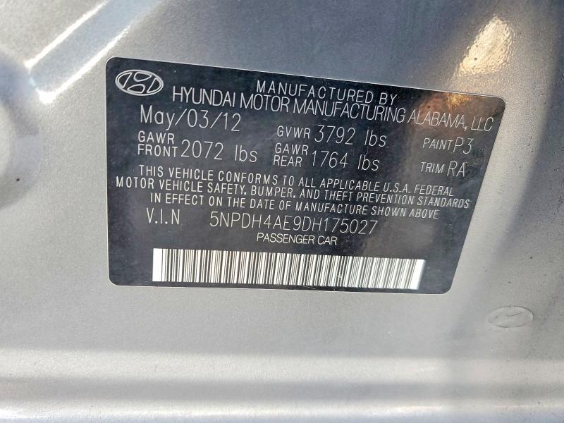 Aukcja sprzedaży 2013 Hyundai Elantra, vin: 5NPDH4AE9DH175027, numer aukcji: 98898825
