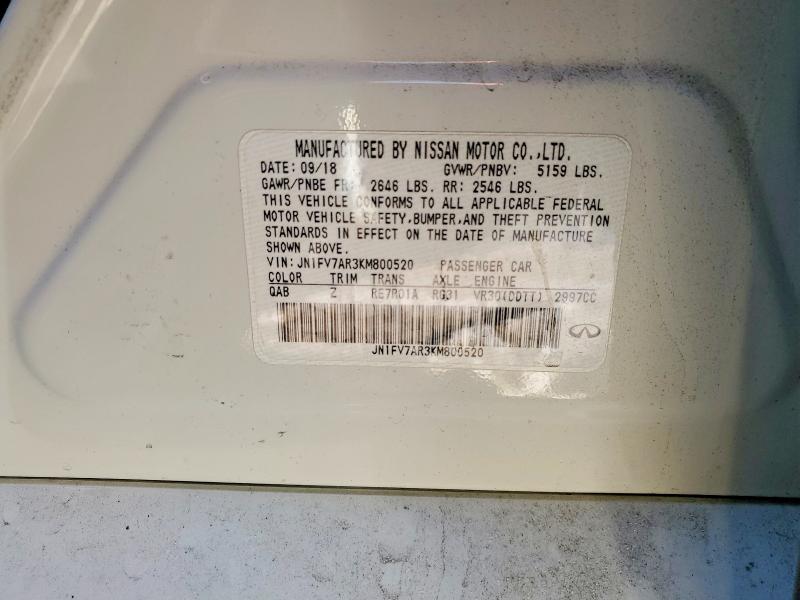 73818495 :رقم المزاد ، JN1FV7AR3KM800520 vin ، 2019 Infiniti Q50 مزاد بيع