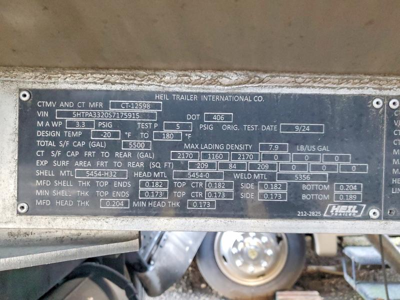 69454676 :رقم المزاد ، 5HTPA3320S7175915 vin ، 2025 Heil Tanker مزاد بيع