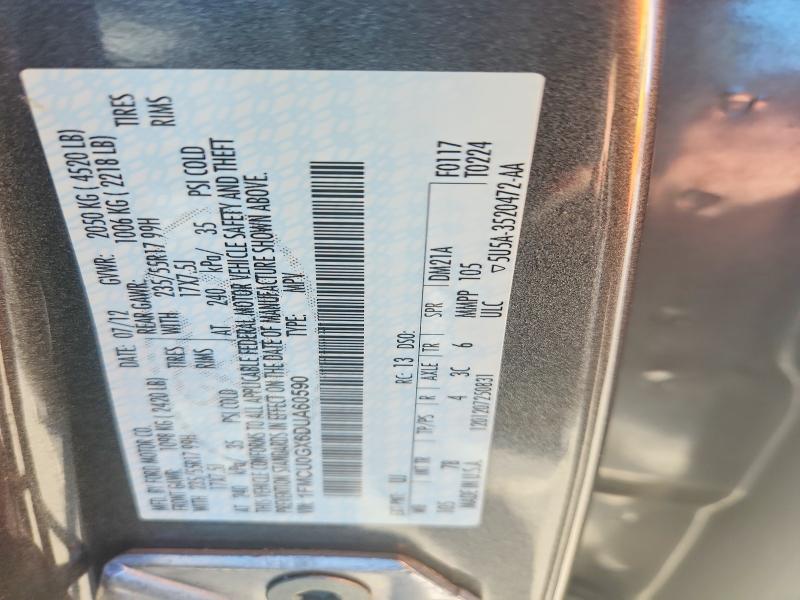73827625 :رقم المزاد ، 1FMCU0GX6DUA60590 vin ، 2013 Ford Escape مزاد بيع