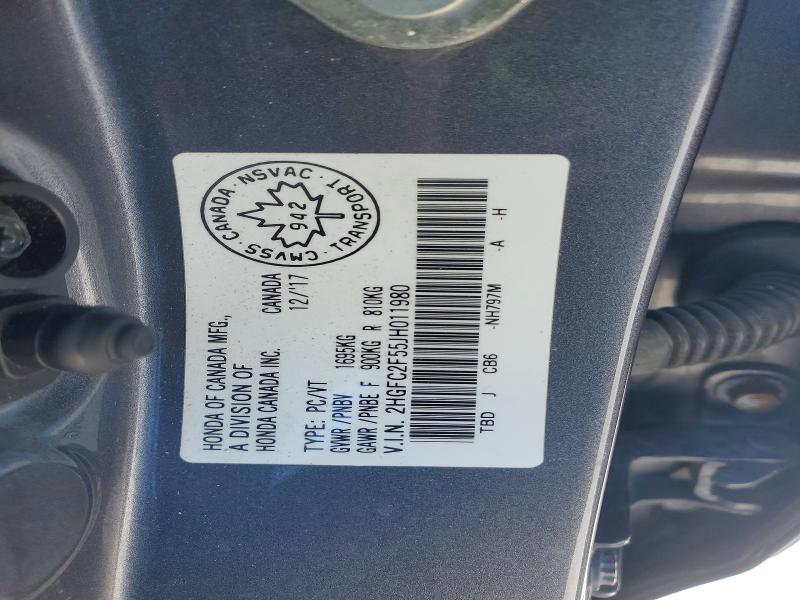 2018 Honda Civic Lx მანქანა იყიდება აუქციონზე, vin: 2HGFC2F55JH011980, აუქციონის ნომერი: 73261405