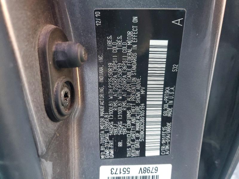 2011 Toyota Sienna მანქანა იყიდება აუქციონზე, vin: 5TDXK3DC5BS105194, აუქციონის ნომერი: 72821785