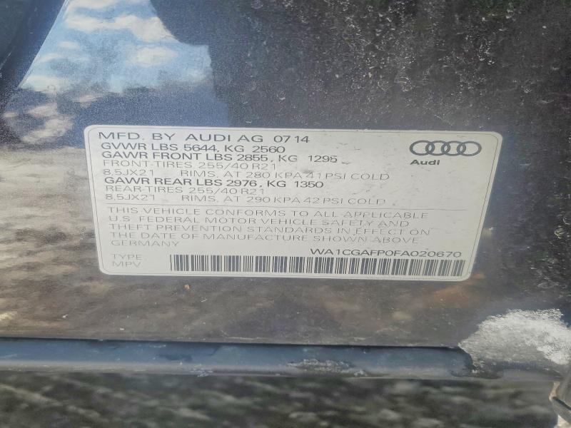 Aukcja sprzedaży 2015 Audi Sq5, vin: WA1CGAFP0FA020670, numer aukcji: 75158735