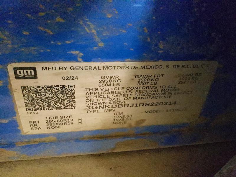 Aukcja sprzedaży 2024 Chevrolet Blazer, vin: 3GNKDBRJ1RS220314, numer aukcji: 74084515