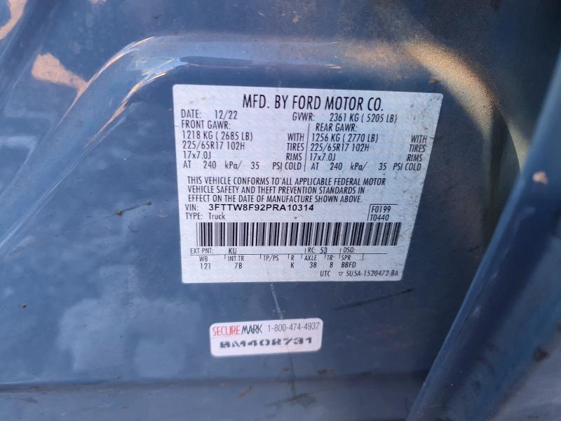 72891105 :رقم المزاد ، 3FTTW8F92PRA10314 vin ، 2023 Ford Maverick مزاد بيع
