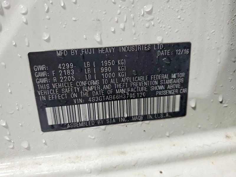 98139975 :رقم المزاد ، 4S3GTAB66H3705120 vin ، 2017 Subaru Impreza مزاد بيع