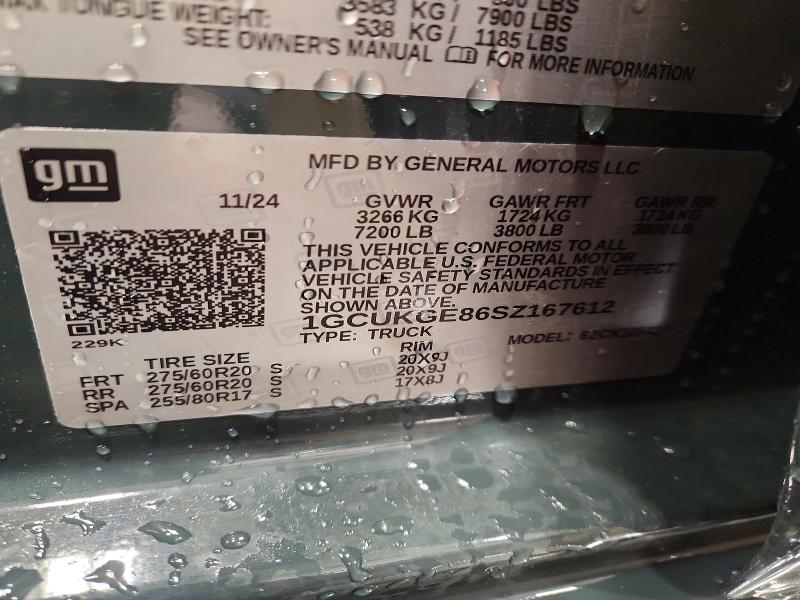 Auction sale of the 2025 Chevrolet Silverado, vin: 1GCUKGE86SZ167612, lot number: 73668495