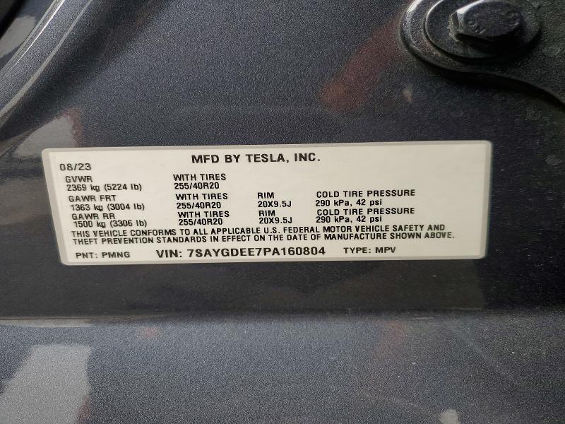 98467015 :رقم المزاد ، 7SAYGDEE7PA160804 vin ، 2023 Tesla Model Y مزاد بيع