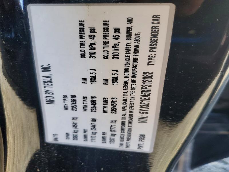 Продажа на аукционе авто 2019 Tesla Model 3, vin: 5YJ3E1EA5KF312082, номер лота: 73689455