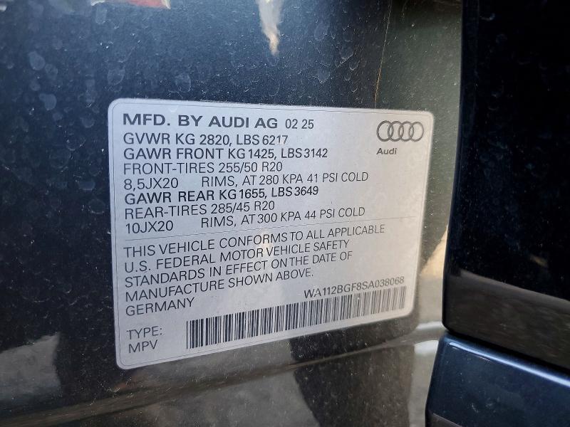 Aukcja sprzedaży 2025 Audi Q6 E-tron, vin: WA112BGF8SA038068, numer aukcji: 74620335