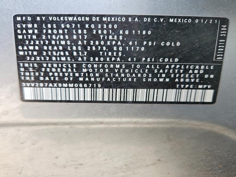Aukcja sprzedaży 2021 Volkswagen Tiguan, vin: 3VV2B7AX9MM066719, numer aukcji: 98833885