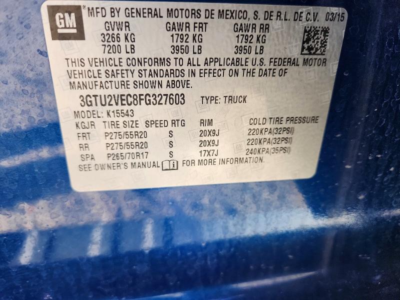 2015 Gmc Sierra მანქანა იყიდება აუქციონზე, vin: 3GTU2VEC8FG327603, აუქციონის ნომერი: 73463755