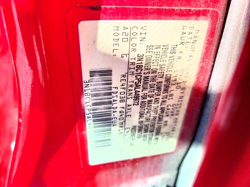 2010 Nissan Versa მანქანა იყიდება აუქციონზე, vin: 3N1BC1CP5AL449972, აუქციონის ნომერი: 74690345