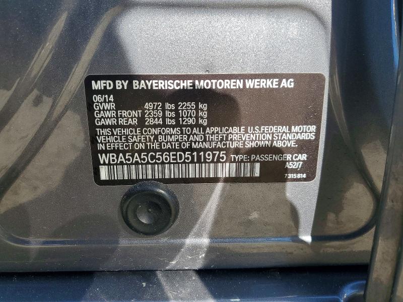 2014 Bmw 528 მანქანა იყიდება აუქციონზე, vin: WBA5A5C56ED511975, აუქციონის ნომერი: 74284315