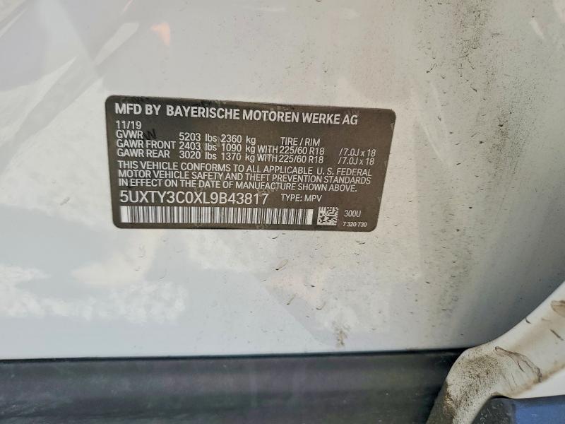 Aukcja sprzedaży 2020 Bmw X3, vin: 5UXTY3C0XL9B43817, numer aukcji: 72986845