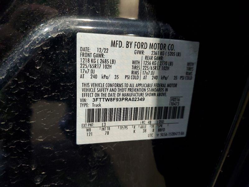 98623865 :رقم المزاد ، 3FTTW8F93PRA02349 vin ، 2023 Ford Maverick مزاد بيع