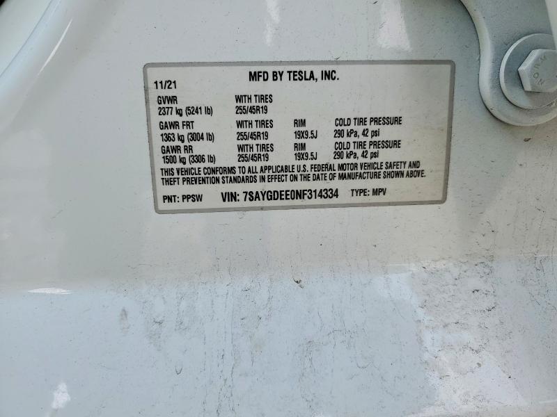 Aukcja sprzedaży 2022 Tesla Model Y, vin: 7SAYGDEE0NF314334, numer aukcji: 74681195