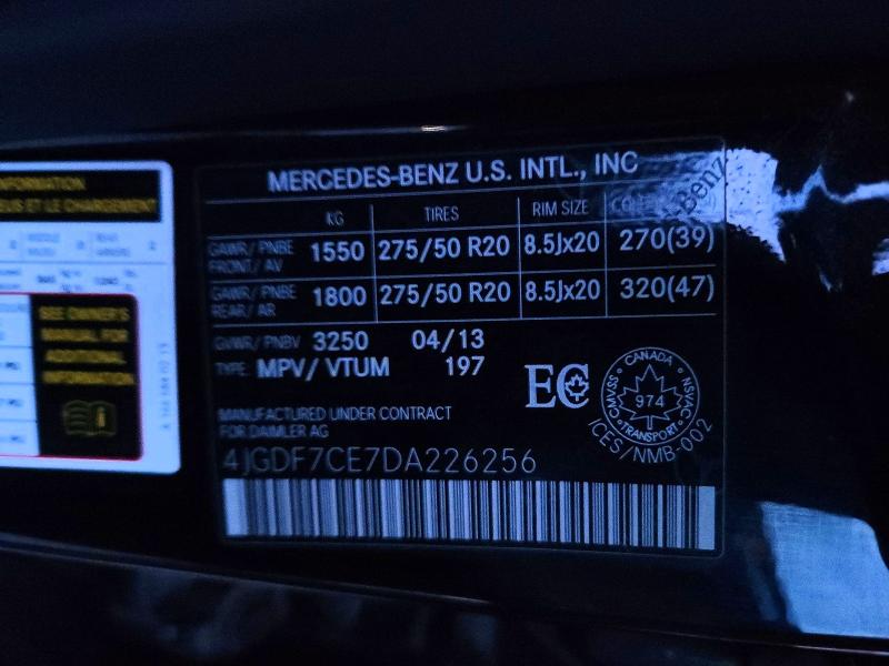 2013 Mercedes-benz Gl 450 4ma მანქანა იყიდება აუქციონზე, vin: 4JGDF7CE7DA226256, აუქციონის ნომერი: 72856685