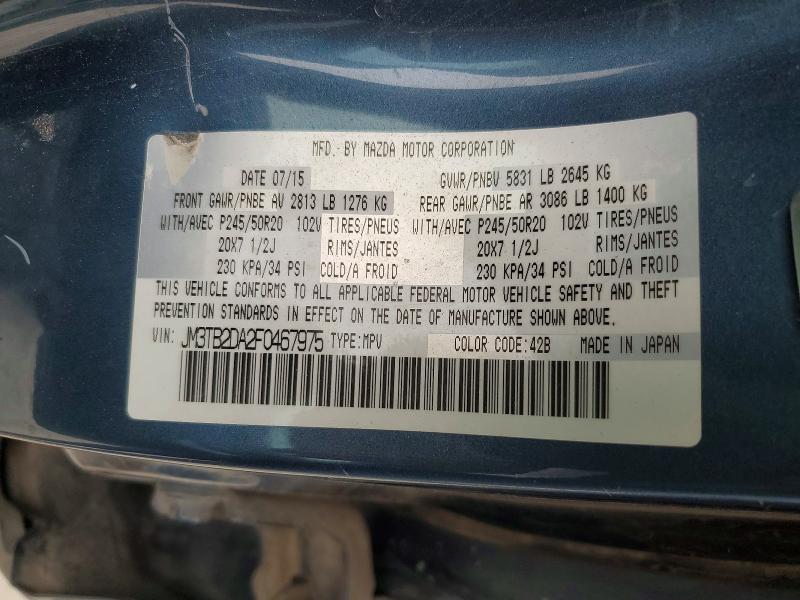 Aukcja sprzedaży 2015 Mazda Cx-9, vin: JM3TB2DA2F0467975, numer aukcji: 98968585