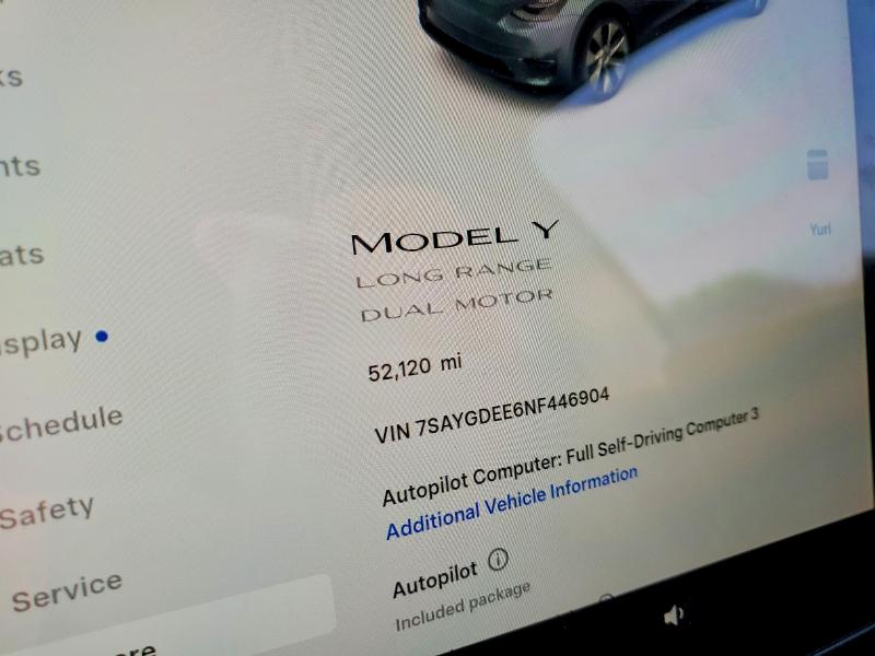 Aukcja sprzedaży 2022 Tesla Model Y, vin: 7SAYGDEE6NF446904, numer aukcji: 99522215