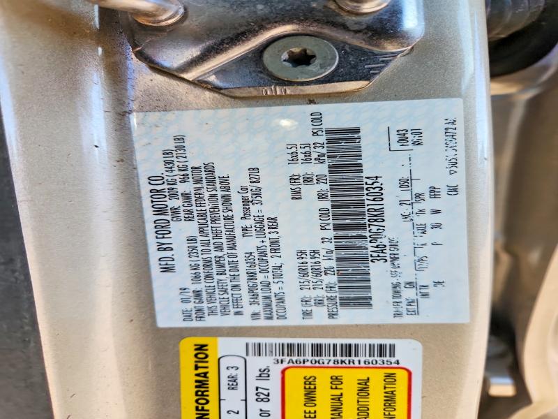 Продаж на аукціоні авто 2019 Ford Fusion, vin: 3FA6P0G78KR160354, номер лоту: 73375805