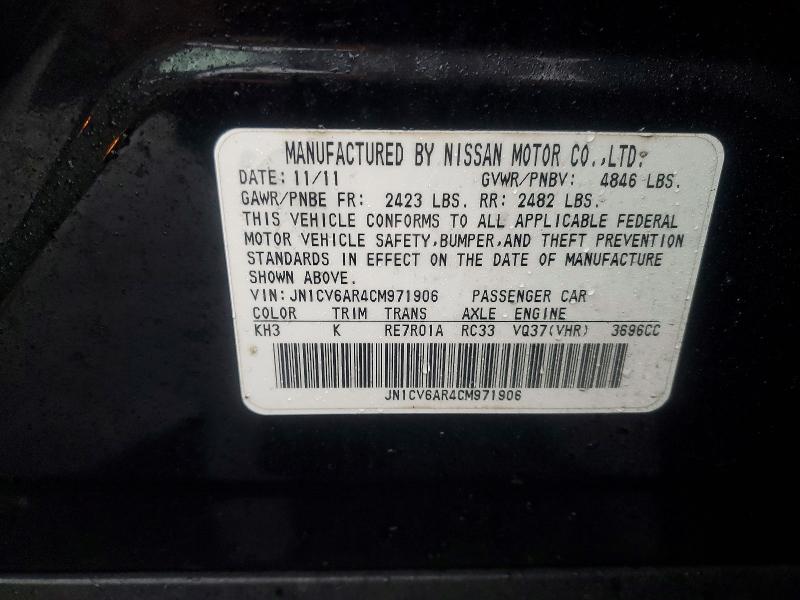 98572615 :رقم المزاد ، JN1CV6AR4CM971906 vin ، 2012 Infiniti G37 مزاد بيع