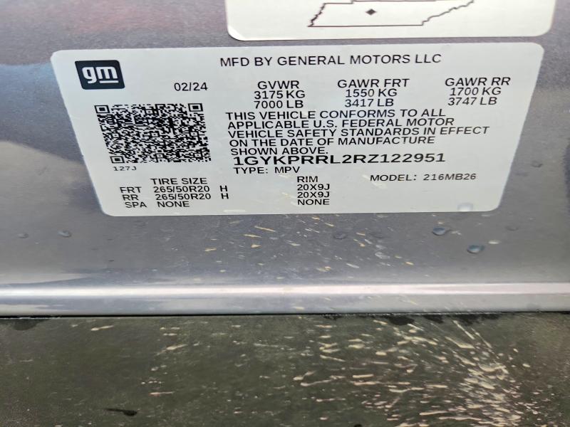 99803105 :رقم المزاد ، 1GYKPRRL2RZ122951 vin ، 2024 Cadillac Lyriq Luxu مزاد بيع