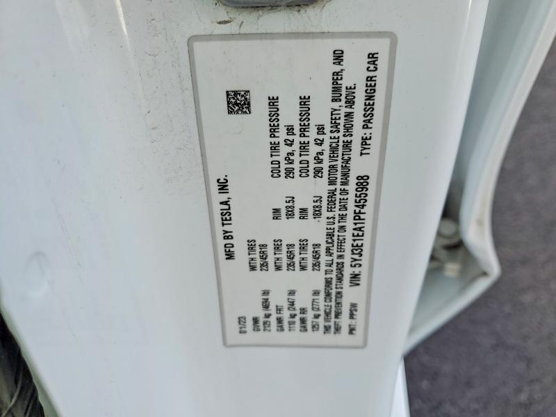 Aukcja sprzedaży 2023 Tesla Model 3, vin: 5YJ3E1EA1PF455988, numer aukcji: 98085295