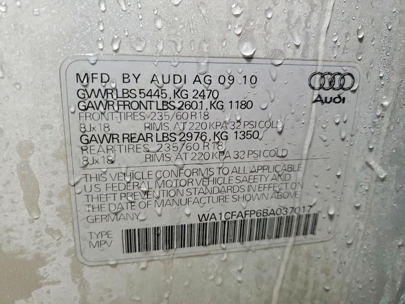 74062535 :رقم المزاد ، WA1CFAFP6BA037017 vin ، 2011 Audi Q5 مزاد بيع
