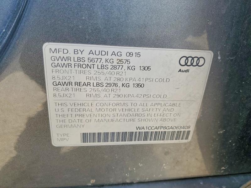 Aukcja sprzedaży 2016 Audi Sq5, vin: WA1CCAFP8GA063408, numer aukcji: 72856225