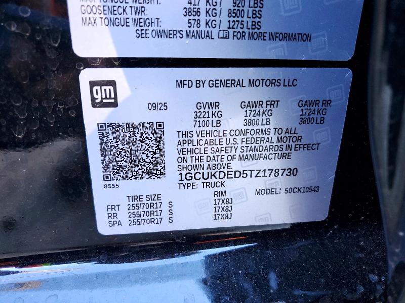 Aukcja sprzedaży 2026 Chevrolet Silverado, vin: 1GCUKDED5TZ178730, numer aukcji: 73685085
