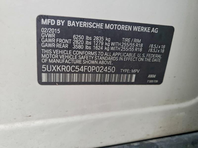 2015 Bmw X5 მანქანა იყიდება აუქციონზე, vin: 5UXKR0C54F0P02450, აუქციონის ნომერი: 98048165
